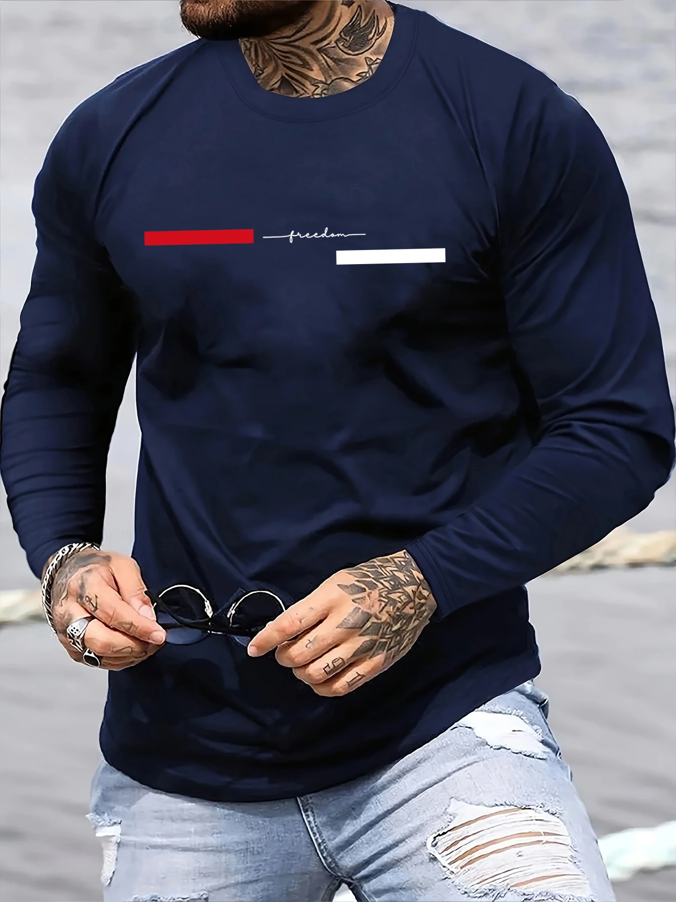 Summer Clothing Line - Red black Line men's long sleeved