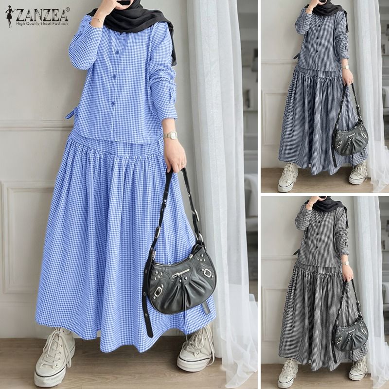 Summer Clothing Hijab - ZANZEA Muslim 2 Piece Sets Hijab