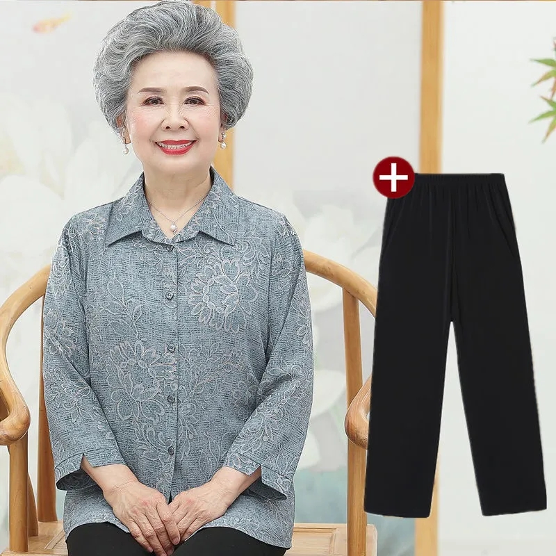 Elderly Grandma Shirts Blouse  - Summer Clothing Old Money ulasan dan harga