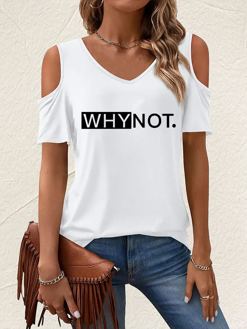 Chic V-Neck T-shirt Short Slee - Summer Clothing Drop ulasan dan harga