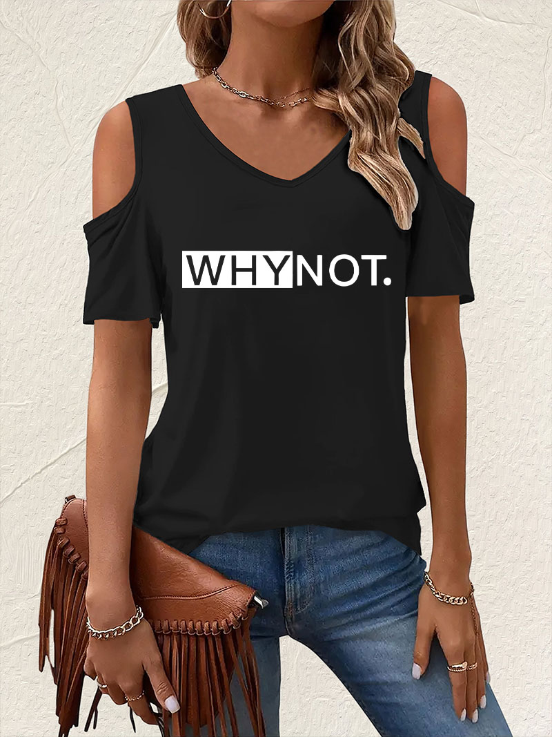 Chic V-Neck T-shirt Short Slee - Summer Clothing Drop ulasan dan harga