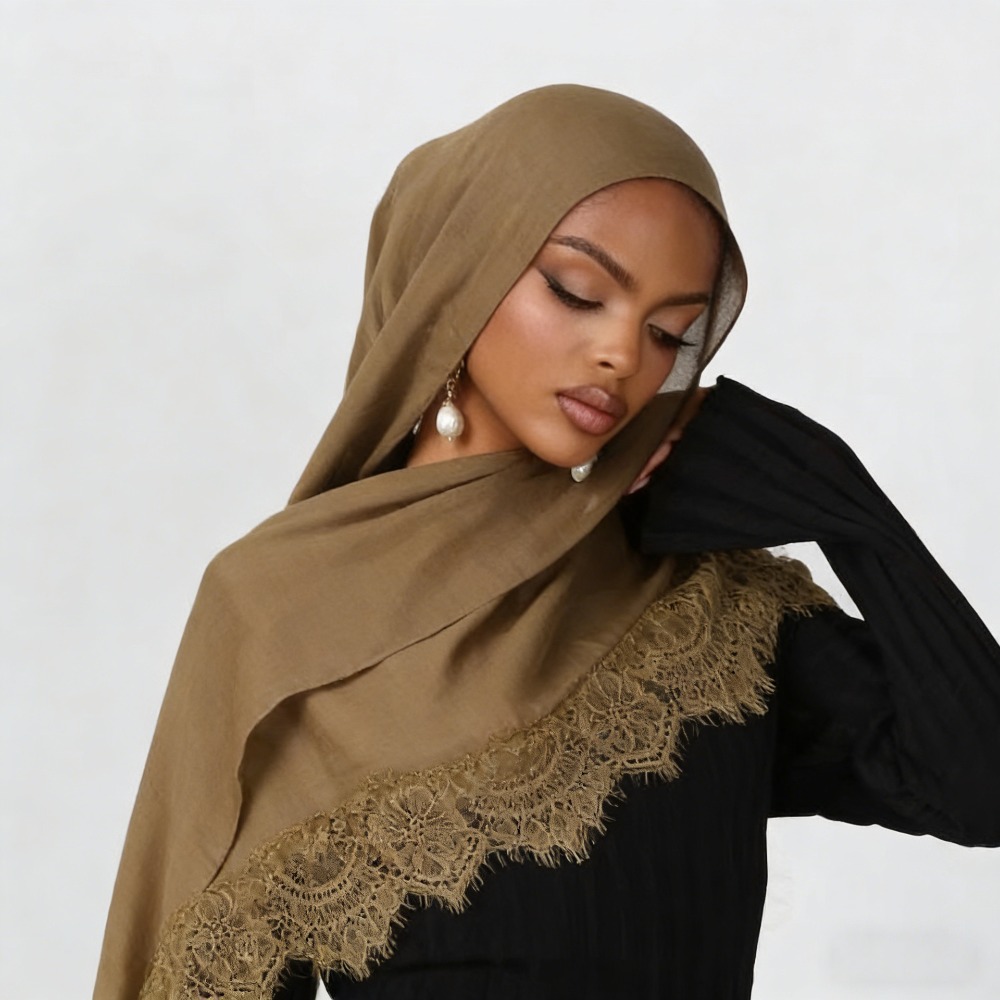 New Lace Splicing Rayon Cotton - Summer Clothing Hijab ulasan dan harga