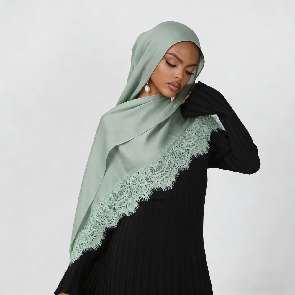 New Lace Splicing Rayon Cotton - Summer Clothing Hijab ulasan dan harga