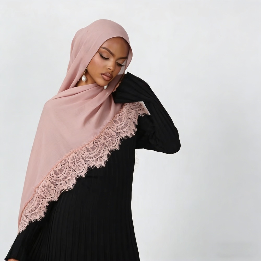 New Lace Splicing Rayon Cotton - Summer Clothing Hijab ulasan dan harga