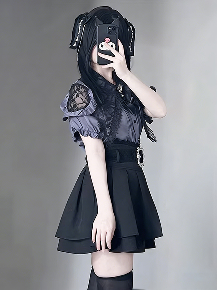 Gothic Style Shoulder Bared Sh - Summer Clothing Old Money ulasan dan harga