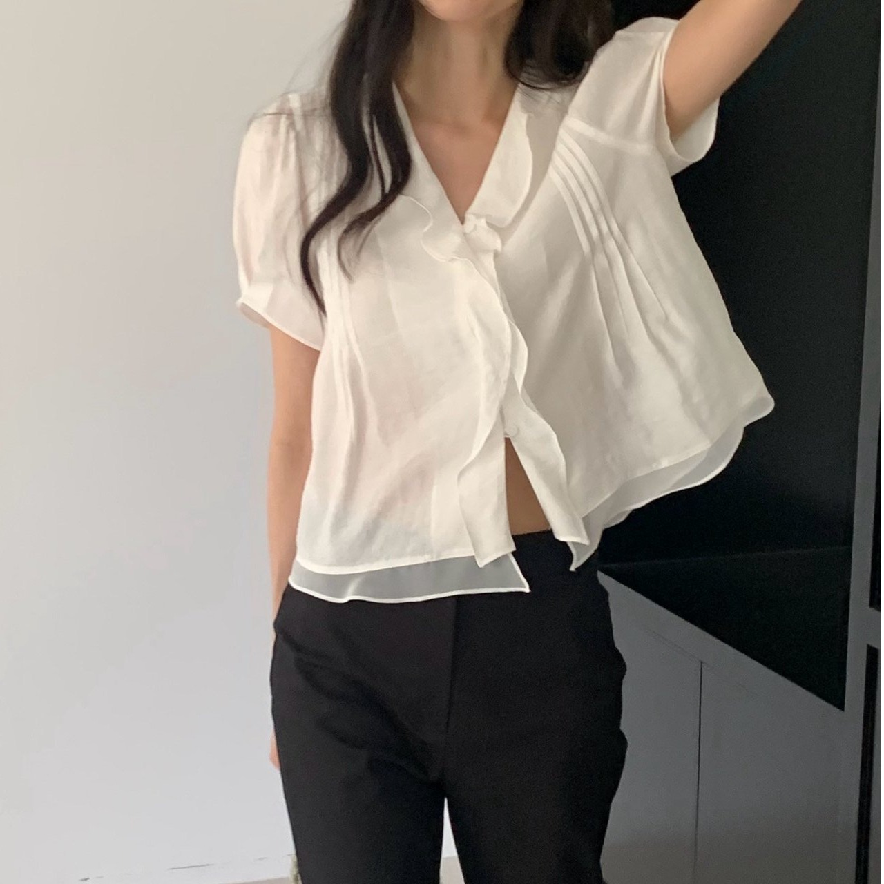 Korean Style Short Sleeve Sing - Summer Clothing Old Money ulasan dan harga