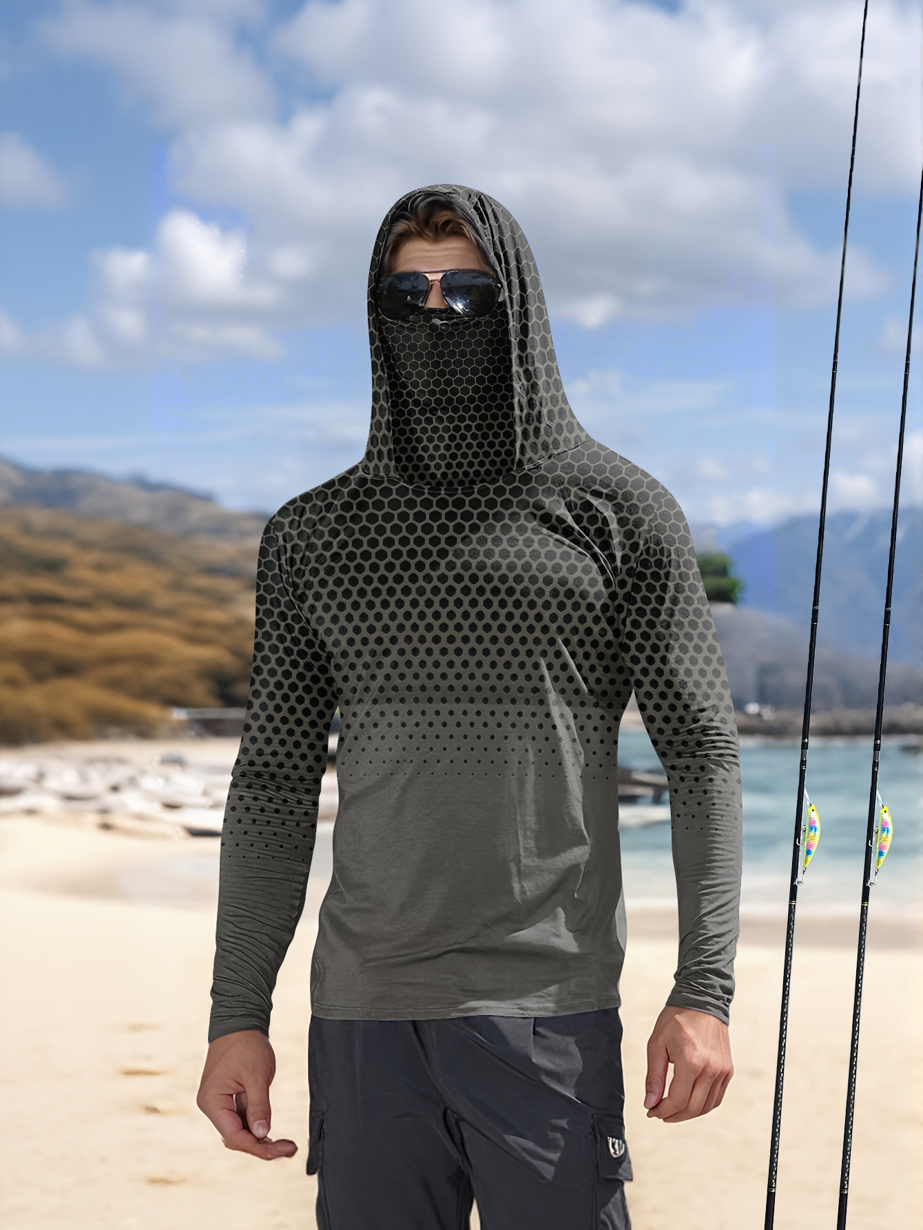 Men Summer UPF50+ Fishing Hood - Summer Clothing Line ulasan dan harga