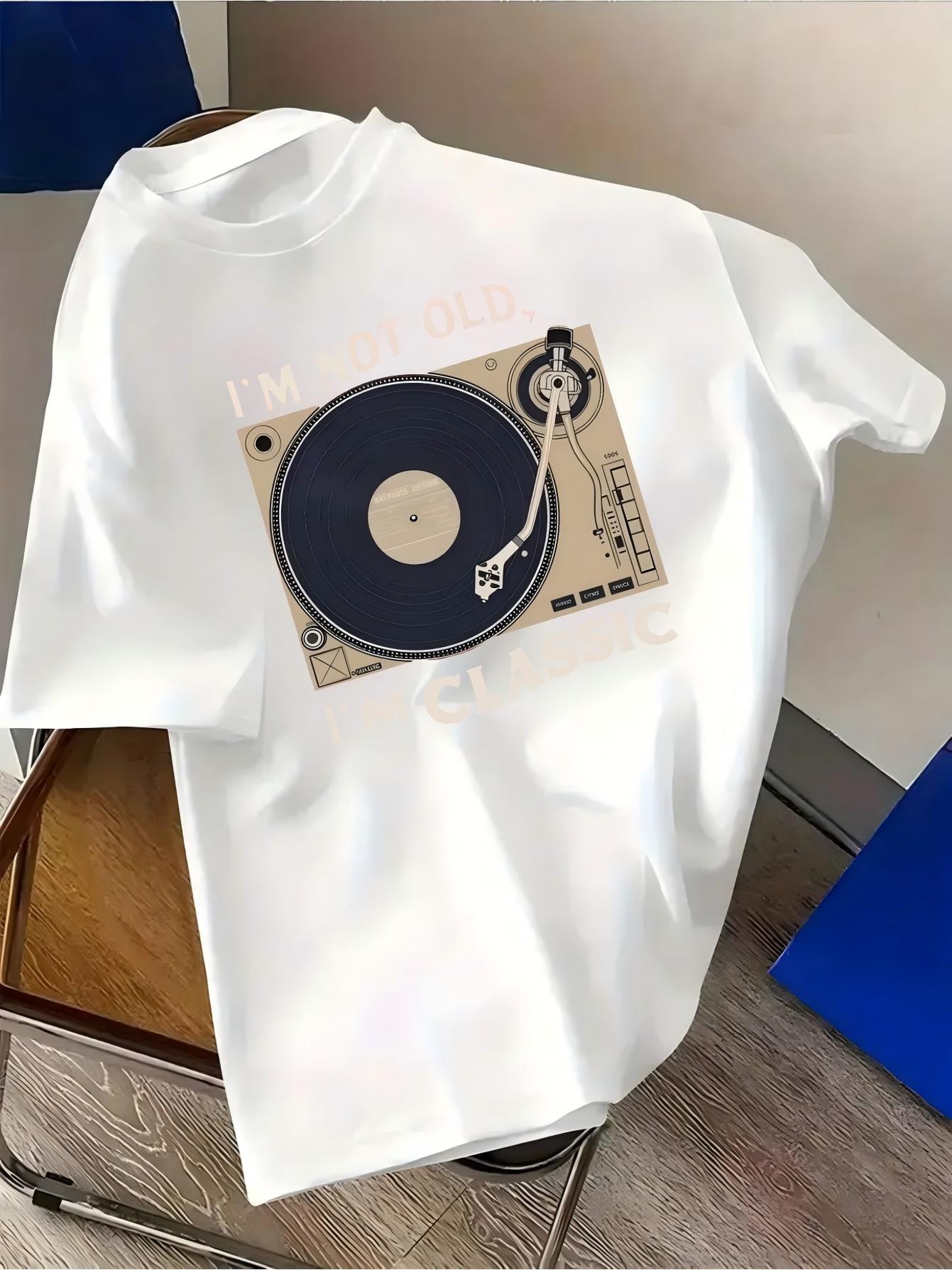 Vintage Record Player T-Shirt  - Summer Clothing Old Money ulasan dan harga