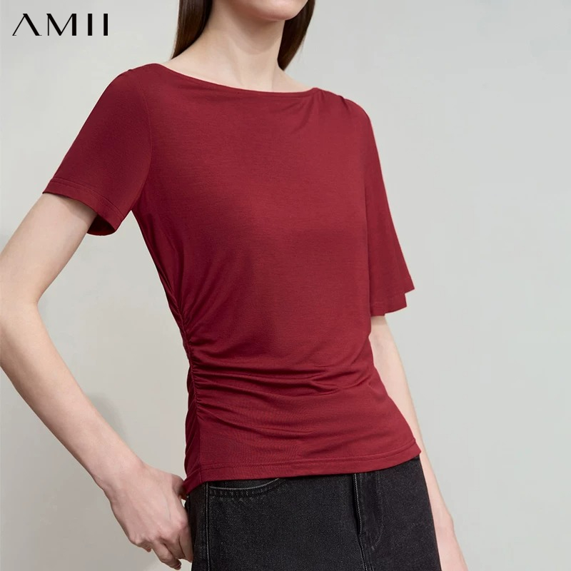 AMII Minimalist Woman Slim Fit - Summer Clothing Drop ulasan dan harga