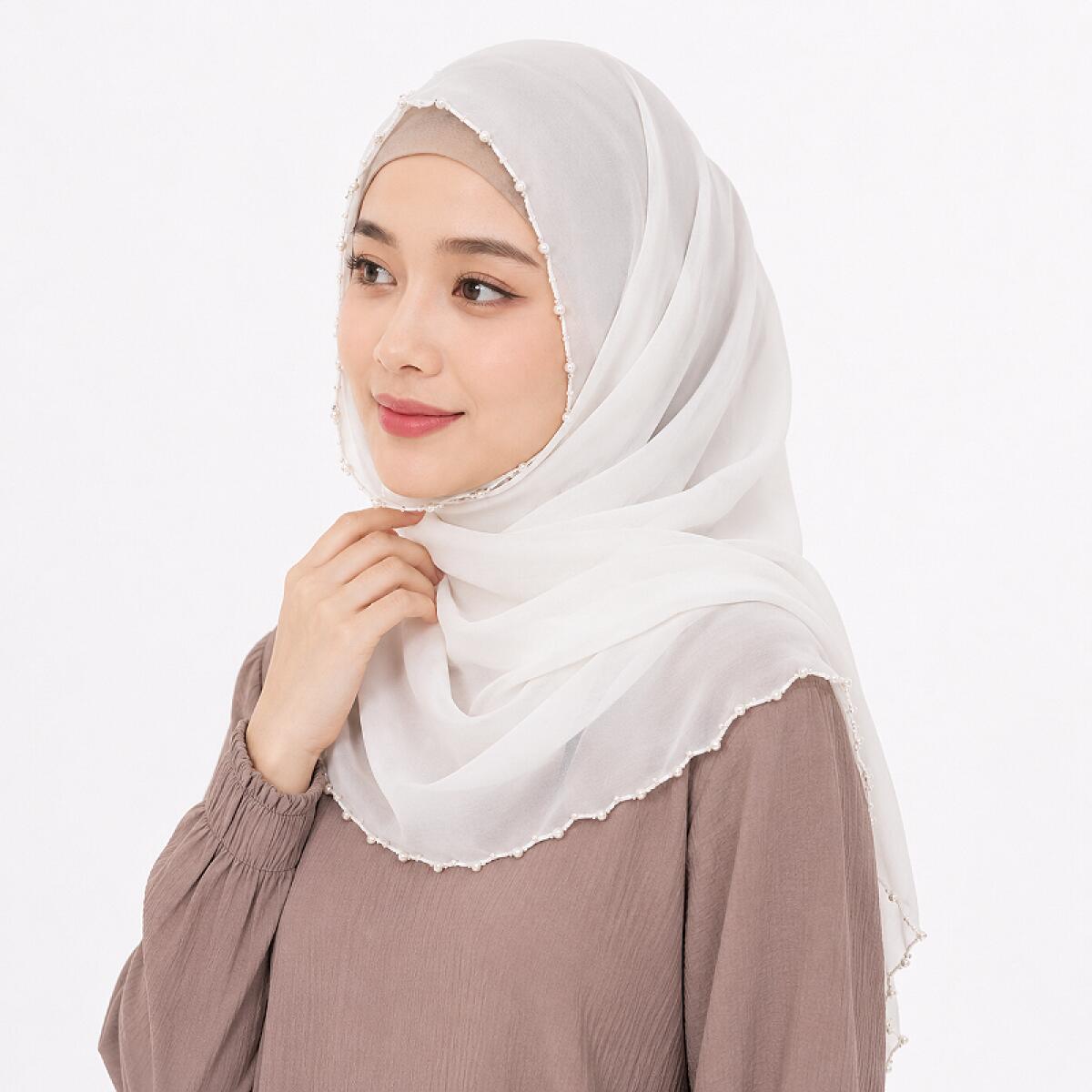 Hijab Scarf Plain Pearl Chiffo - Summer Clothing Hijab ulasan dan harga