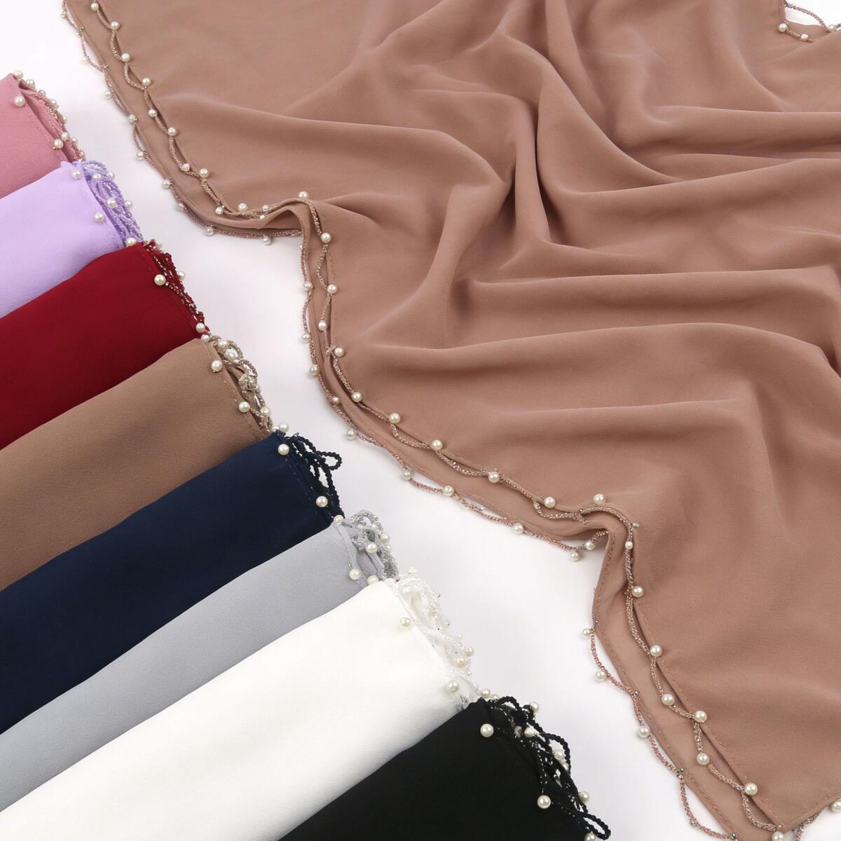 Hijab Scarf Plain Pearl Chiffo - Summer Clothing Hijab ulasan dan harga