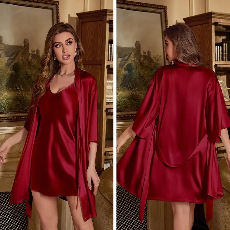 2PC Robe Suit Women Rayon Bath - Summer Nights Clothing ulasan dan harga