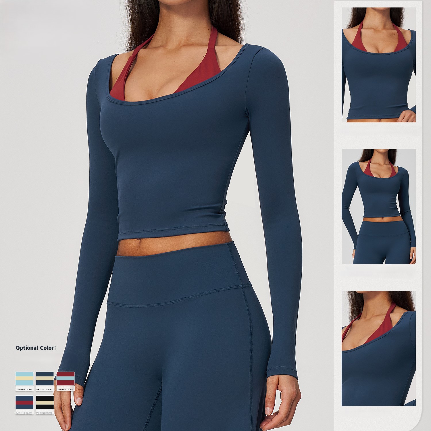 2-in-1 Fake Two Piece Halter Y - Summer Yoga Clothing ulasan dan harga