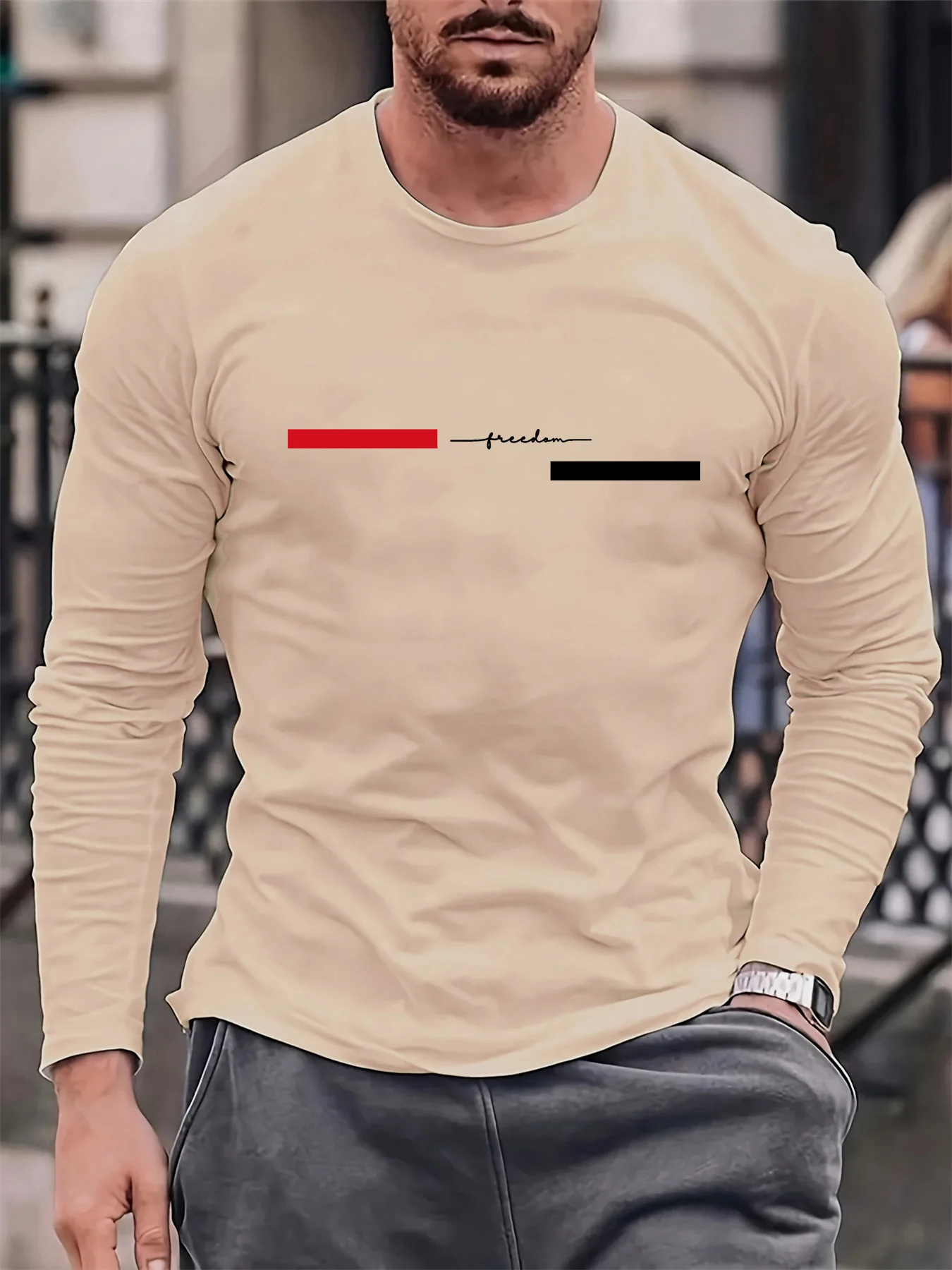 Red black Line men's long slee - Summer Clothing Line ulasan dan harga