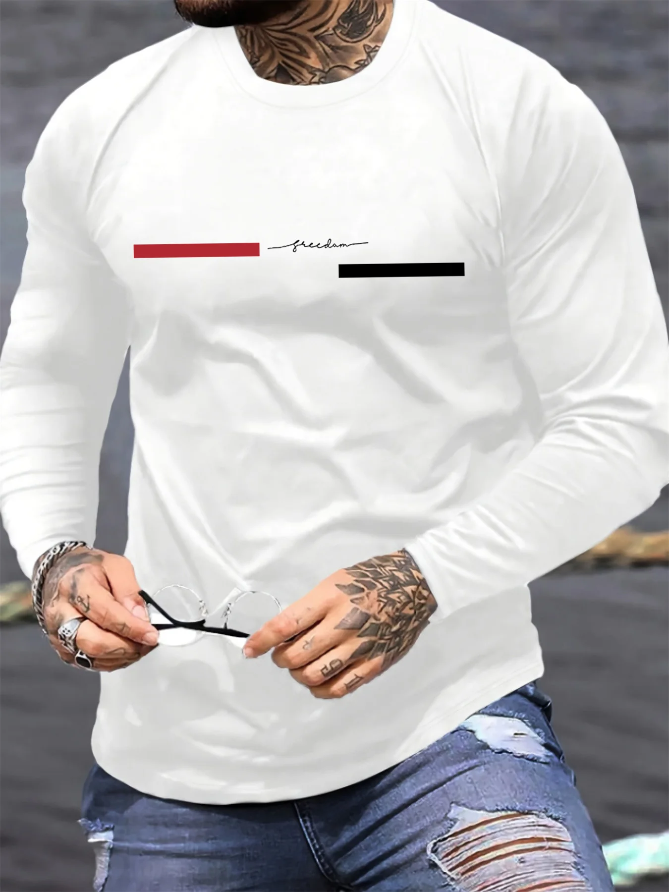 Red black Line men's long slee - Summer Clothing Line ulasan dan harga