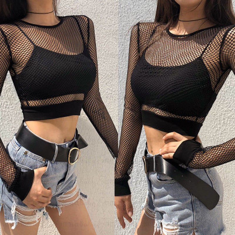 Sexy Black Hollow Out Mesh Fem - Summer Clothing Old Money ulasan dan harga