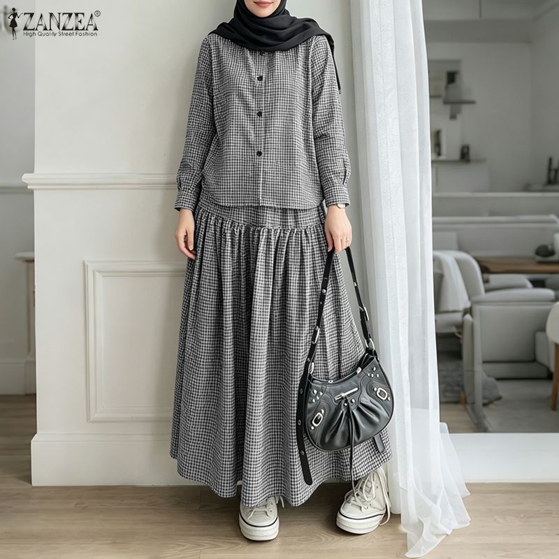 ZANZEA Muslim 2 Piece Sets Hij - Summer Clothing Hijab ulasan dan harga